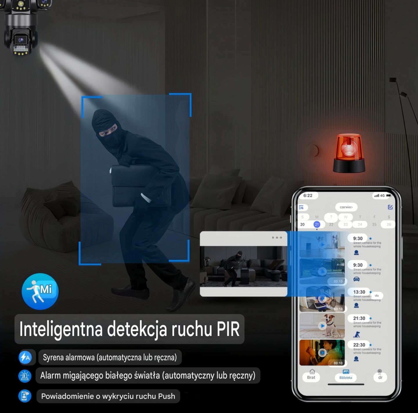 Kamera WiFi 3 obiektywy 15MP obrotowa IP66
