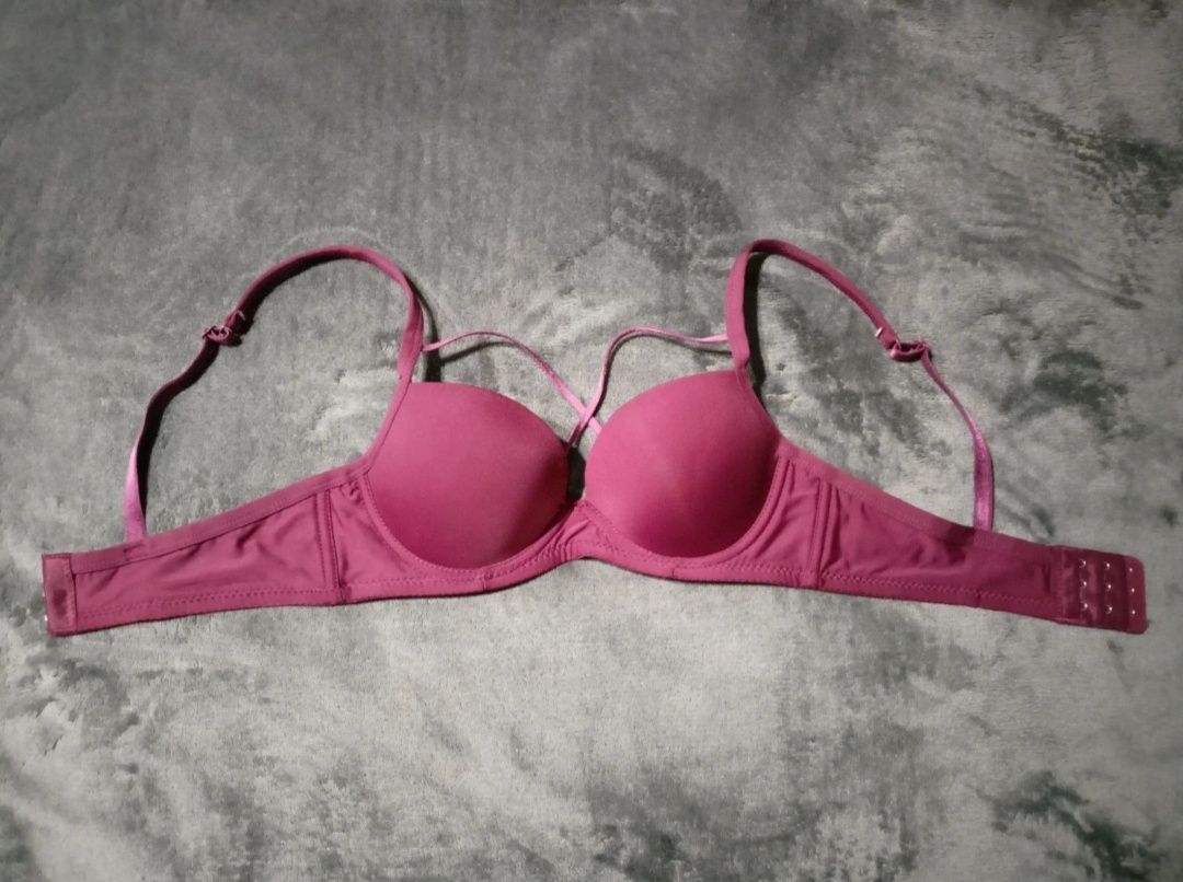 Bordowy stanik, biustonosz push up, rozmiar XS, 70A, nowy