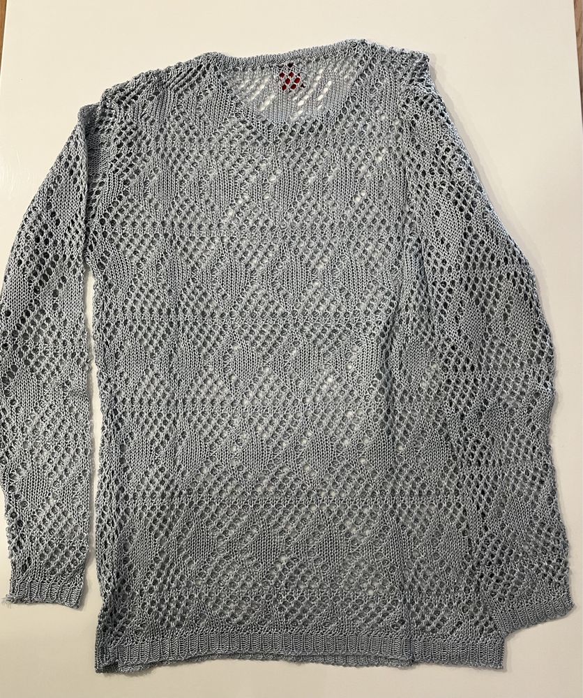 Camisola algodão rendada, azul bebé, S/M