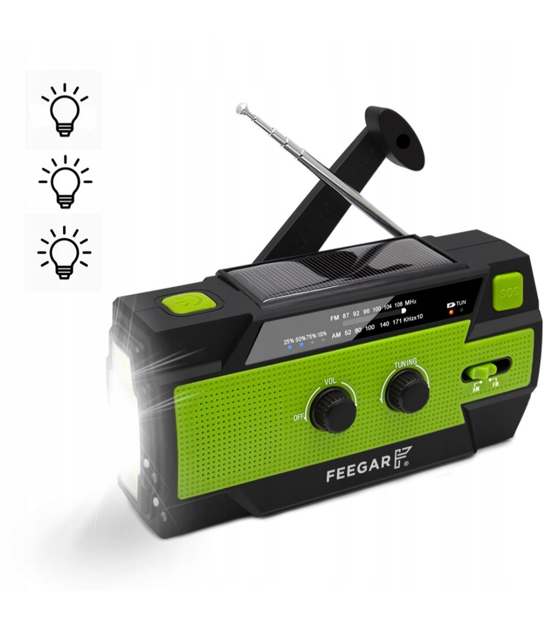 Feegar radio FM budowlane przenośne awaryjne sieciowe powerbank4000mah
