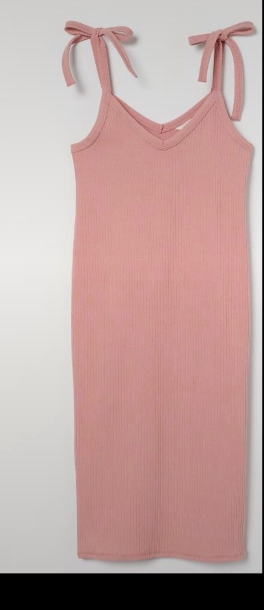 Sukienka MAMA prążki H&M różowa wiązane kokardki