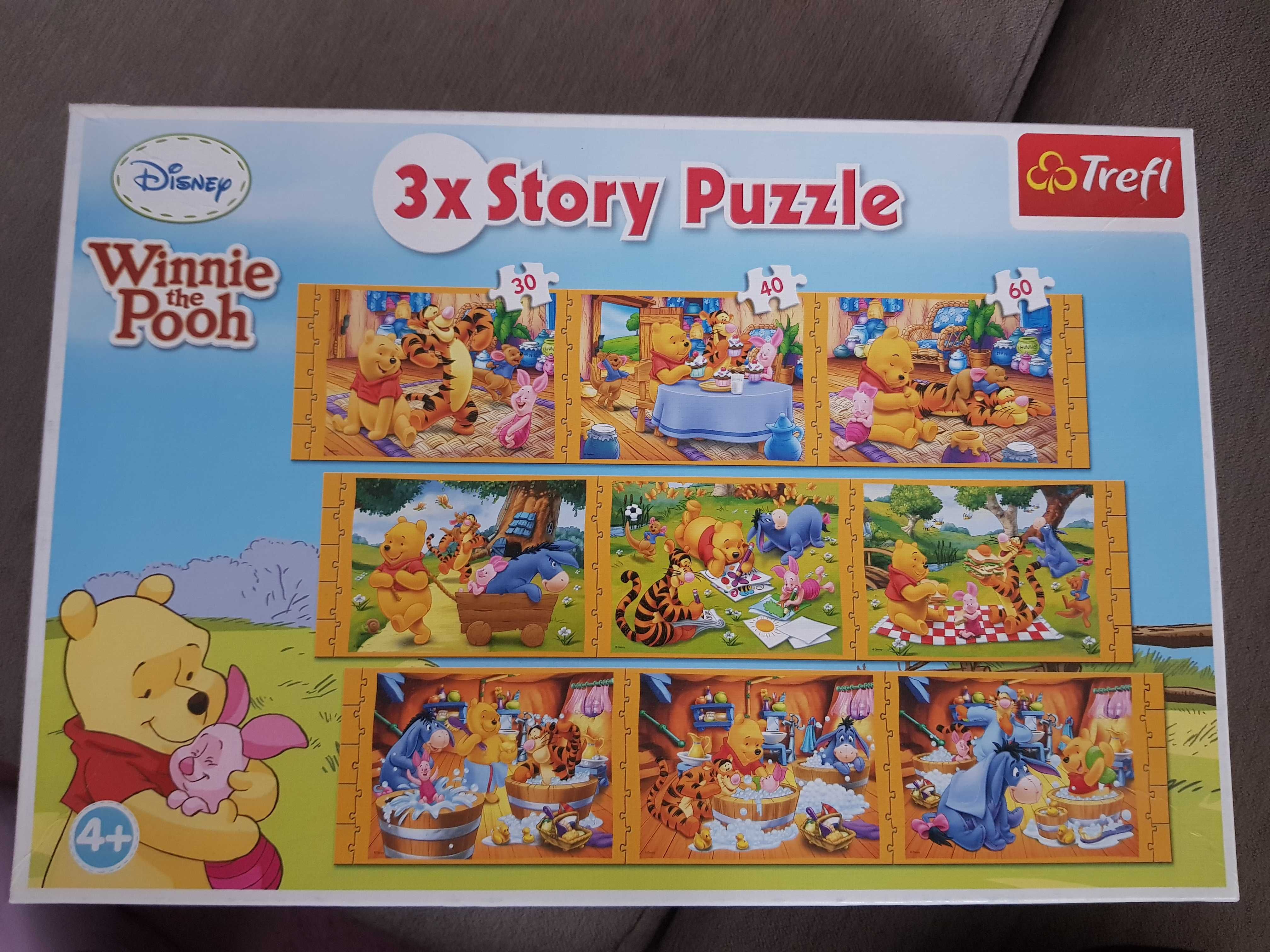 3 x Story Puzzle Kubuś Puchatek, firmy Trefl, 4+