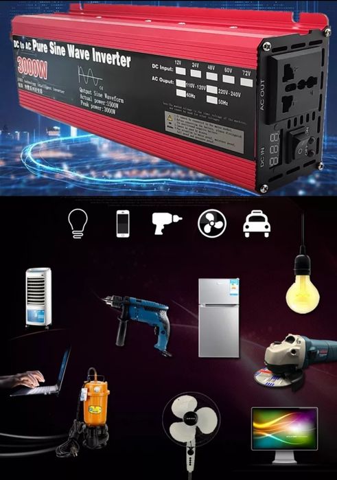 Инвертор преобразователь чиста синусоида перетворювач 12-220 ч.синуUPS