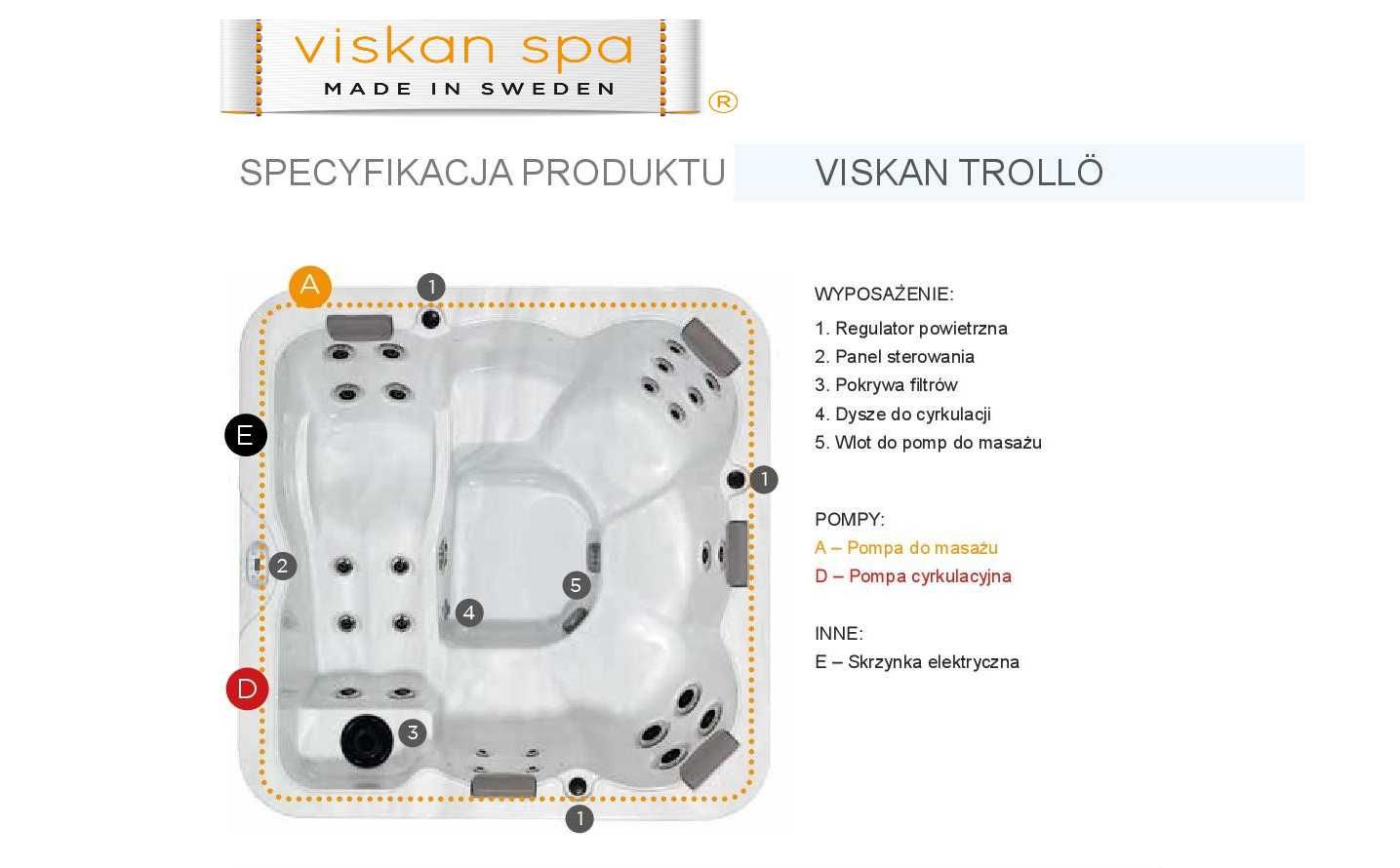 PROMOCJA!! SPA ogrodowe jacuzzi VISKAN TROLLO 5 os., 26 dysz masażu