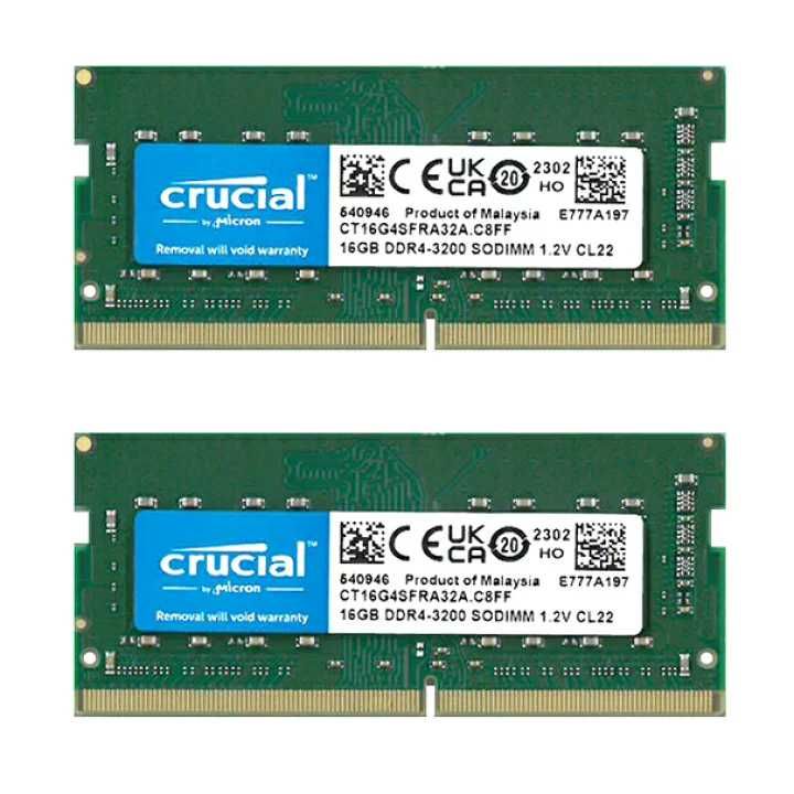 CRUCIAL Micron RAM 2x16GB =32GB DDR4 Sodimm 3200mhz Pamięć Laptop NOWE