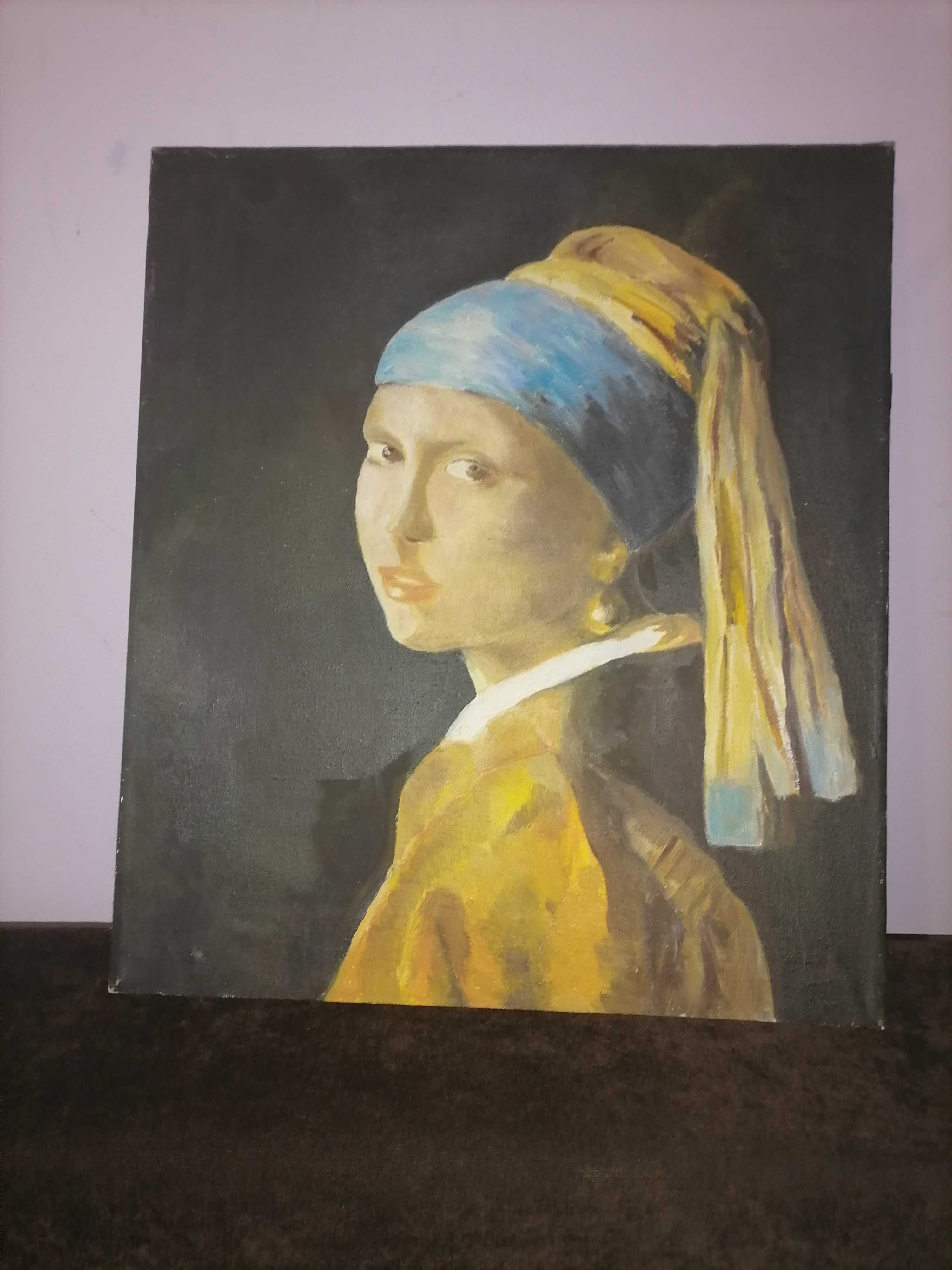 Obraz na płótnie "Dziewczyna z perłą" J. Vermeer - Reprodukcja