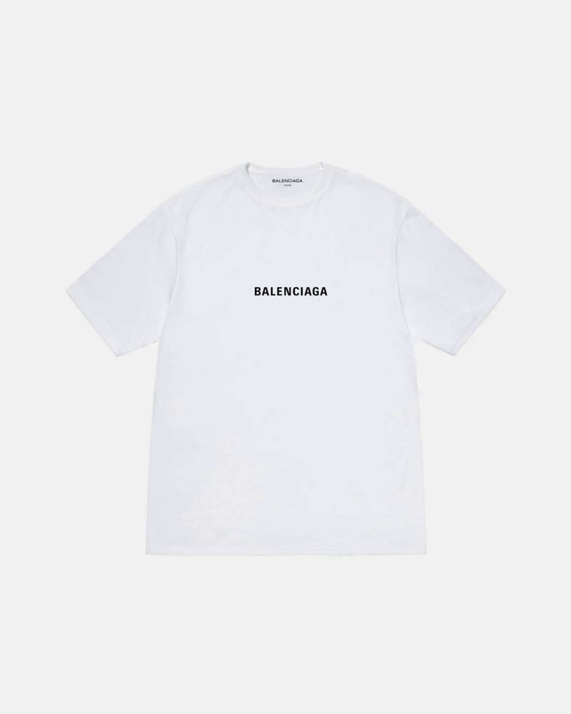 Мужские футболки Balenciaga BB черная белая унисекс баленсиага