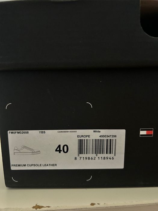 Sapatilhas brancas novas em pele Tommy Premium  Cupsole