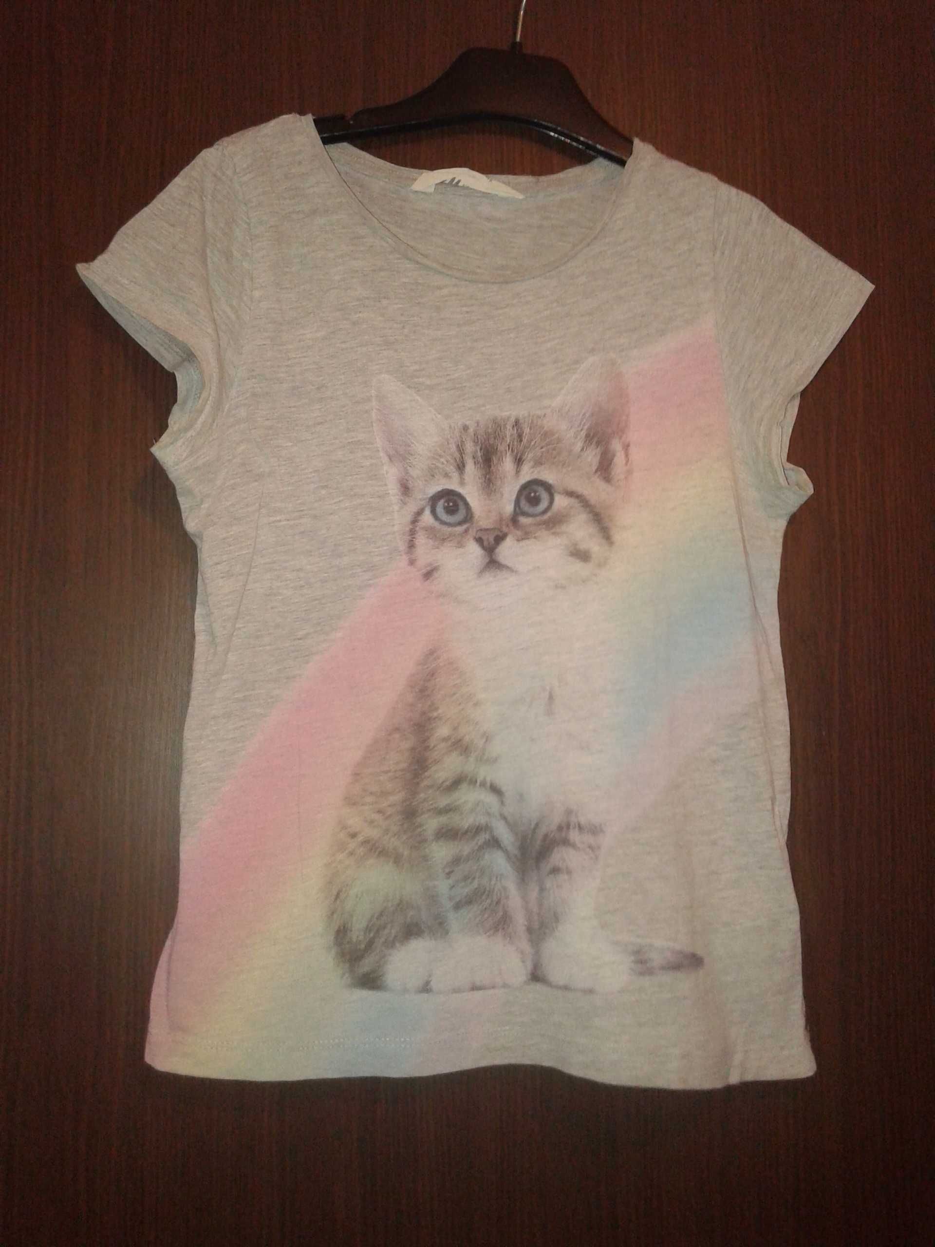 Bluzka dziewczęca krótki rękaw 134/140 H&M
