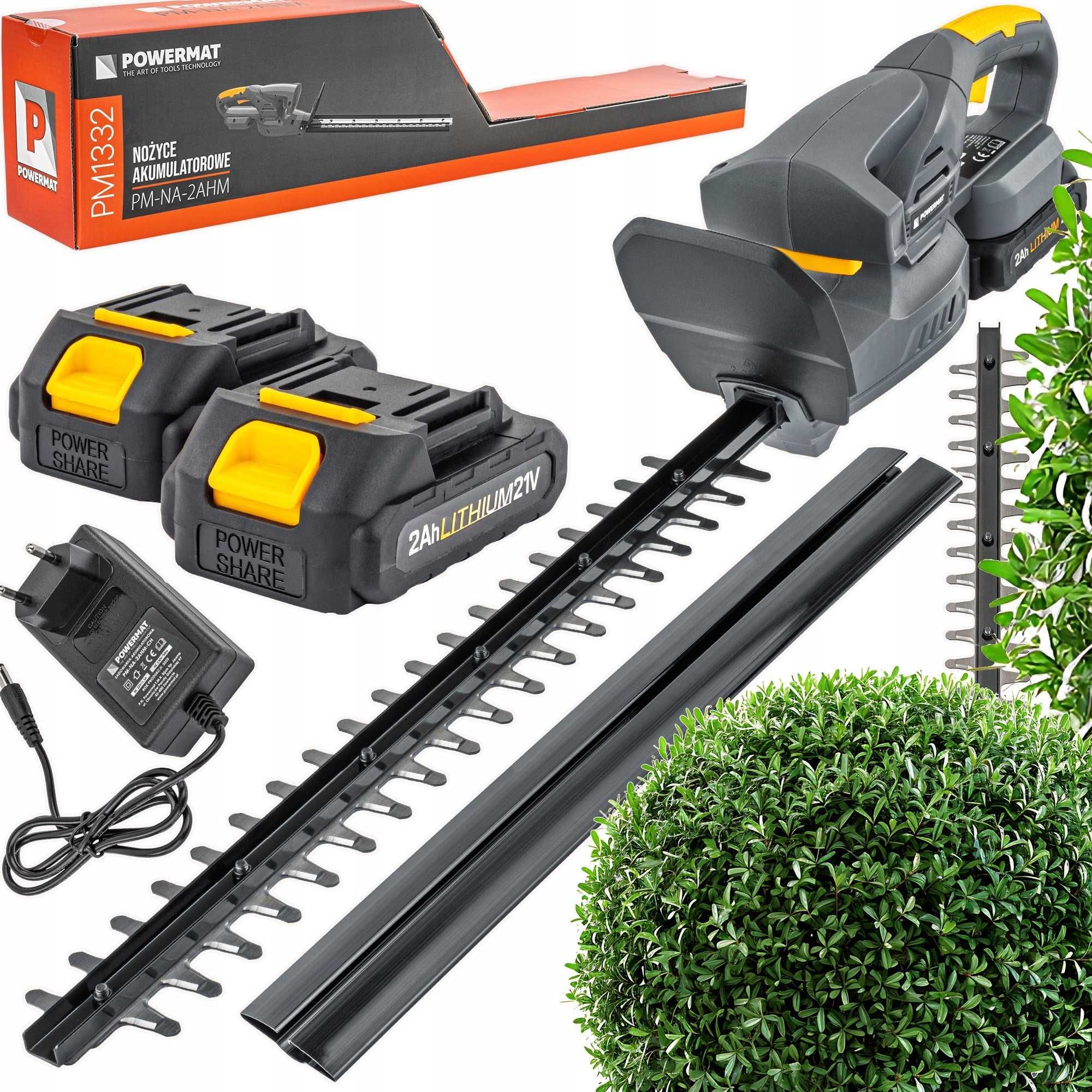 NOŻYCE AKUMULATOROWE DO ŻYWOPŁOTU krzewów gałęzi 450mm 21V 2xbateria