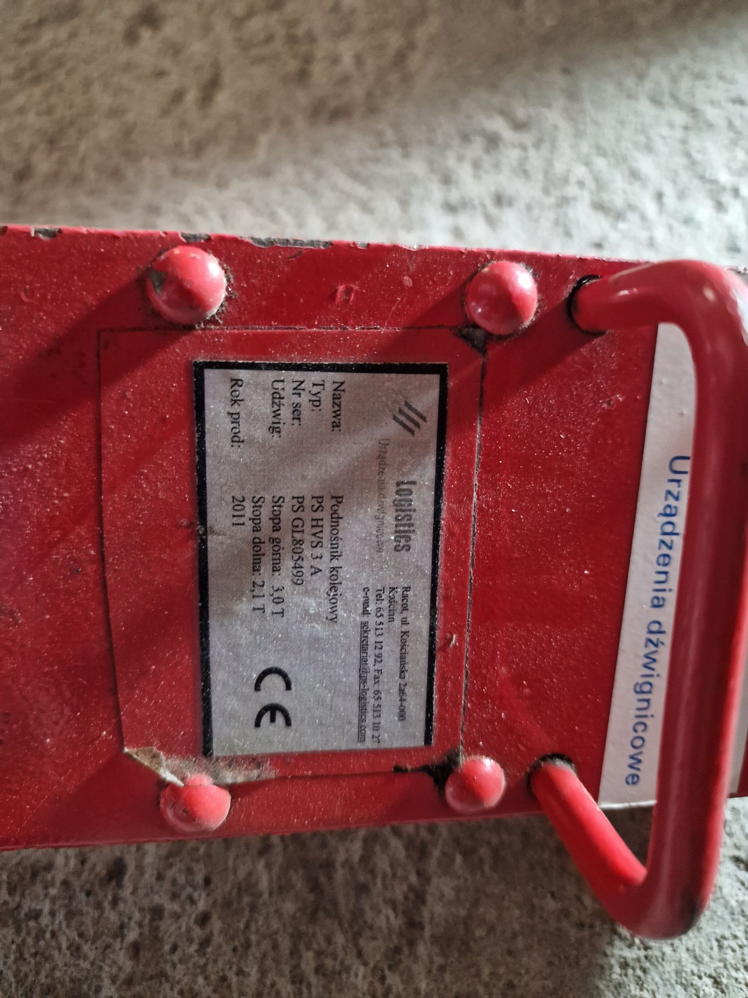 Podnośnik lewarek Kolejowy korbowy urządzenie dźwigowe PS Logistics