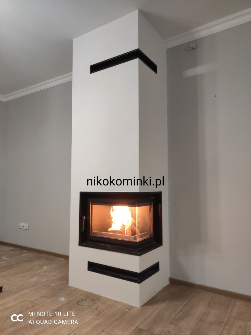 Kominki Kominek Narożny EKO z szybą boczną,montaż gratis