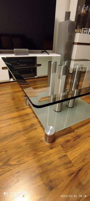 Szklana ława, stół, szkło hartowane duża kwadratowy blat stan idealny!