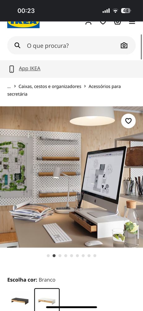 ELLOVEN Suporte do monitor c/gaveta, branco