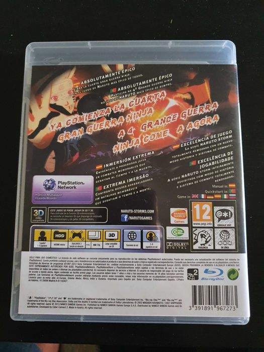 PS3 - Naruto Shippuden: Ultimate Ninja Storm 3 com carta do Naruto