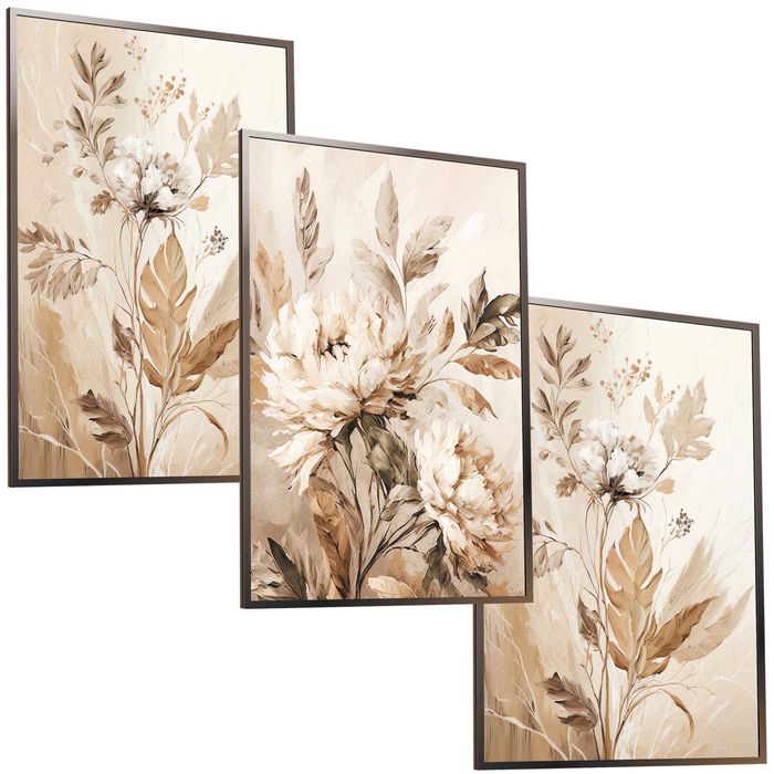 50x40 obrazy w ramie plakaty ramka BEŻOWE KWIATY SZTUKA NATURA BOHO