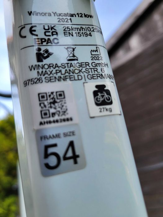 Rower elektryczny e-bike - Winora Yucatan 12 przebieg 1.175km, rama:54