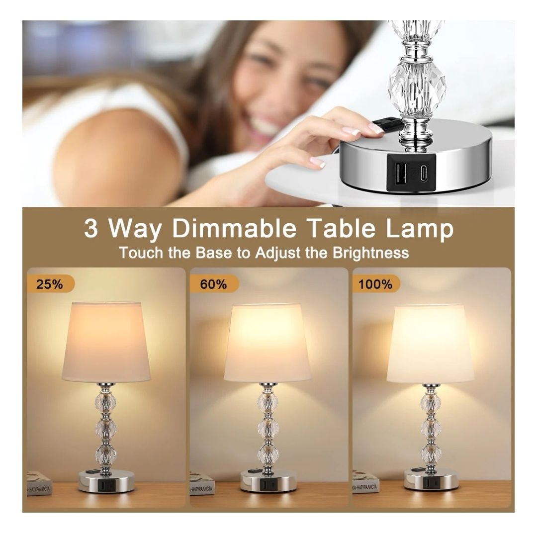 Komplet - kryształowe lampy stołowe
