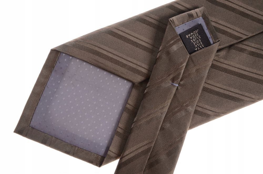 ESPRIT jedwabny oliwkowy krawat w paski 9 cm