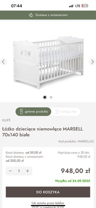 Łóżeczko dziecięce marsell 120x60