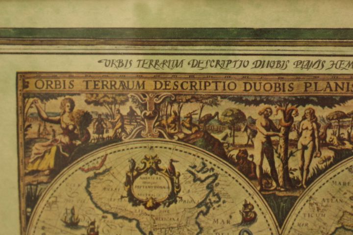 Mapa Litográfico Orbis Terrarum Descriptio Duobis Planis Hemisp. 1632
