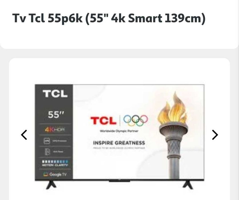 Tv 55 polegadas TCL,usada apenas 2 dias garantia de 3 anos