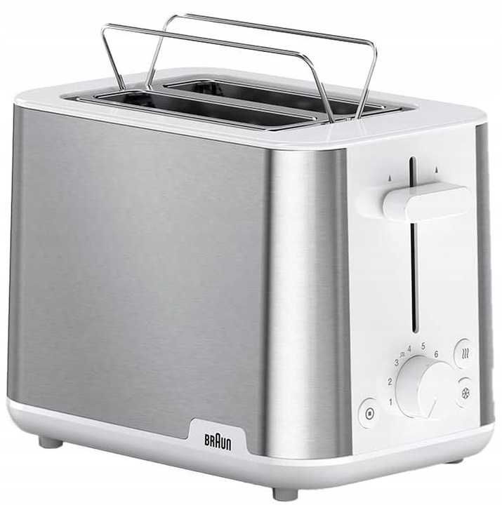 Elegancki nowoczesny toster opiekacz Braun HT 1510 srebrny/szary 900 W