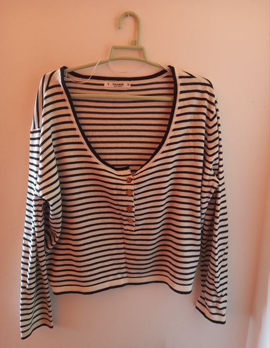 Camisola de malha com padrão riscas