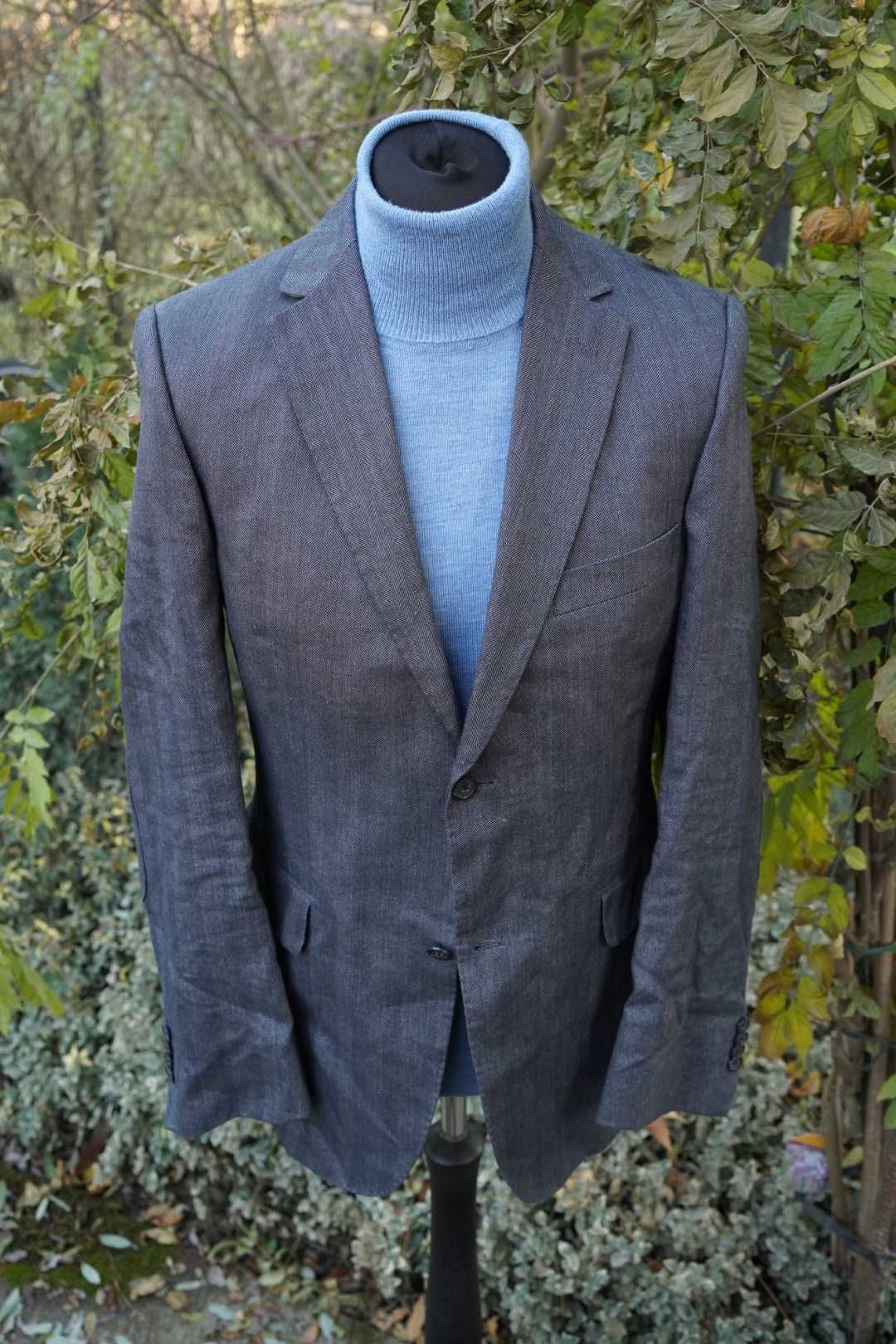 Burberry bawełniana lniana marynarka szara 50 L