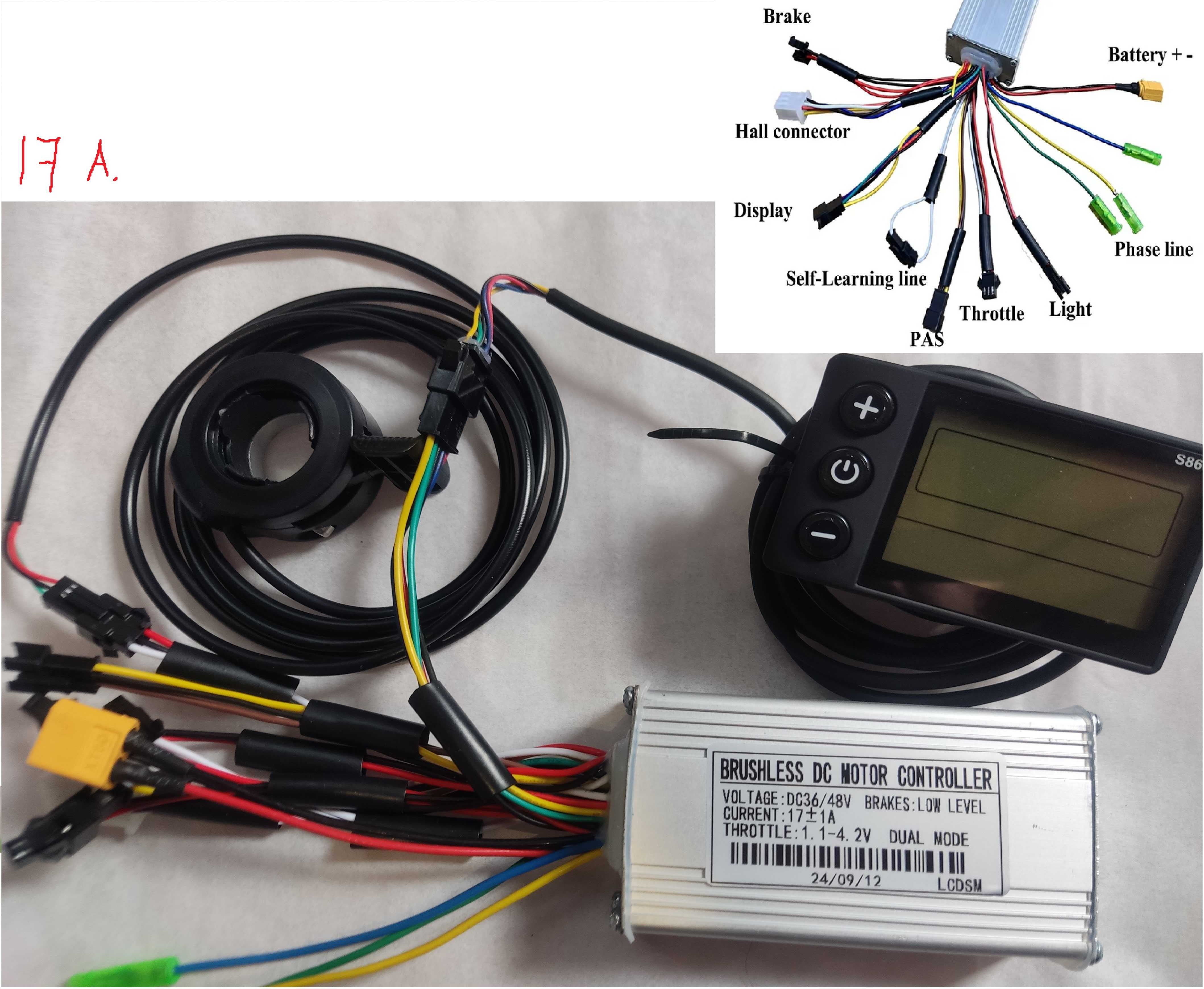 Синусный контроллер с дисплеем 24v/36v/48v/52/60v 350w 500w 1000w 1500