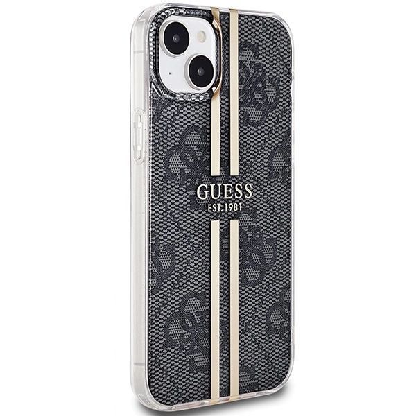 Etui Guess Iml 4G Gold Stripe Na Iphone 15 / 14 / 13 - Czarne