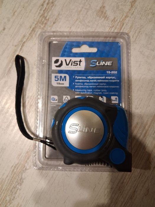 Рулетка з магнітом 5м/19мм, 3 функції S-LINE