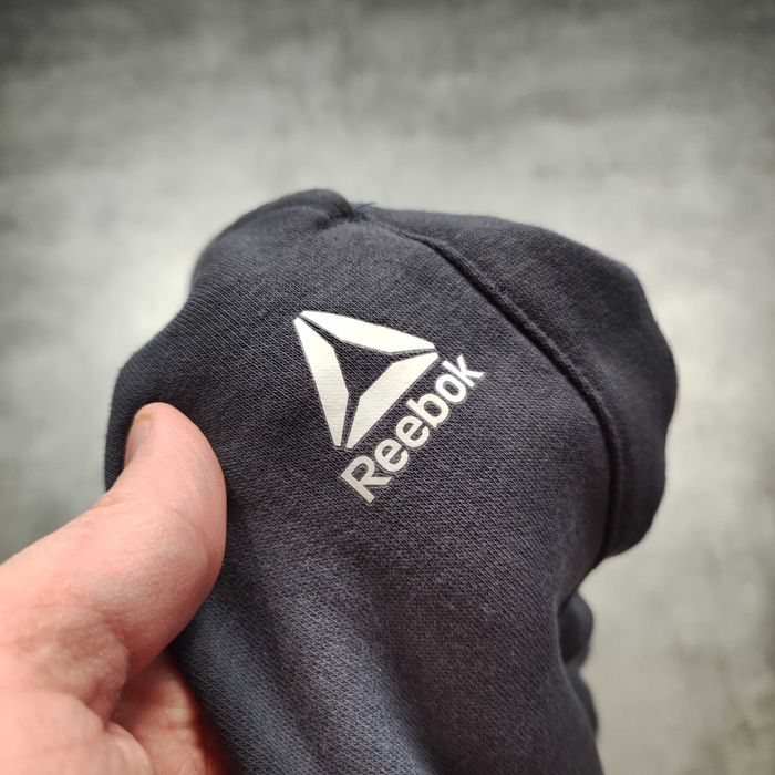 MĘSKIE Dresy Sportowe Granatowe Duże Logo Joggery Spodnie Reebok Gym