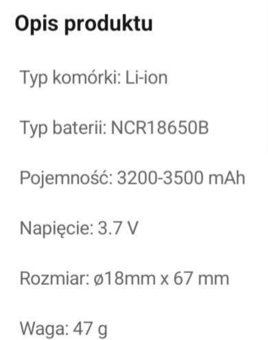 Akumulator Li-ion 18650B 3400 mah