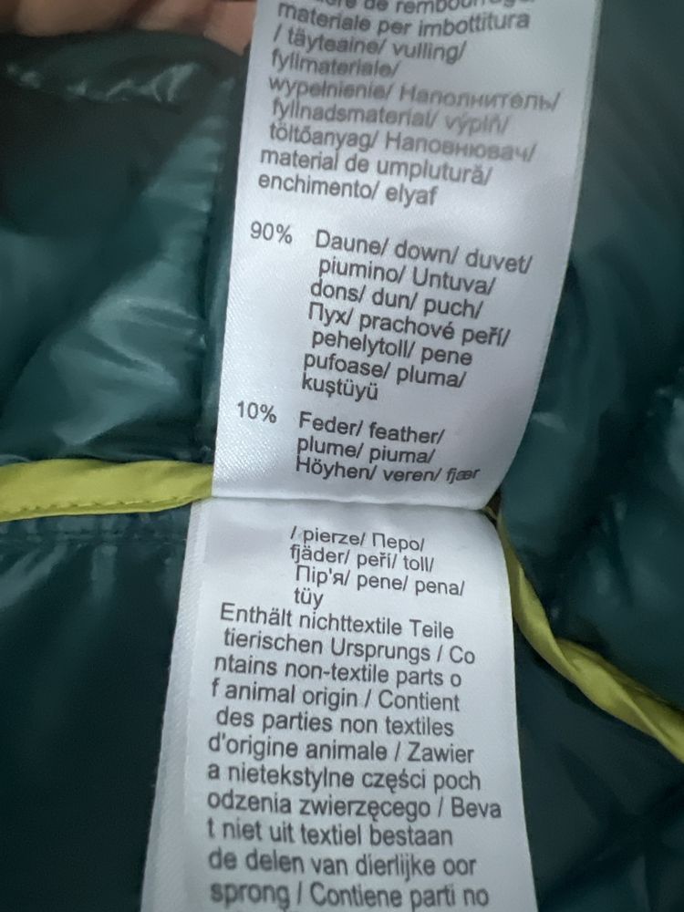 Płaszcz puchowy zielony 40 L z kapturem puch naturalny Rainbow