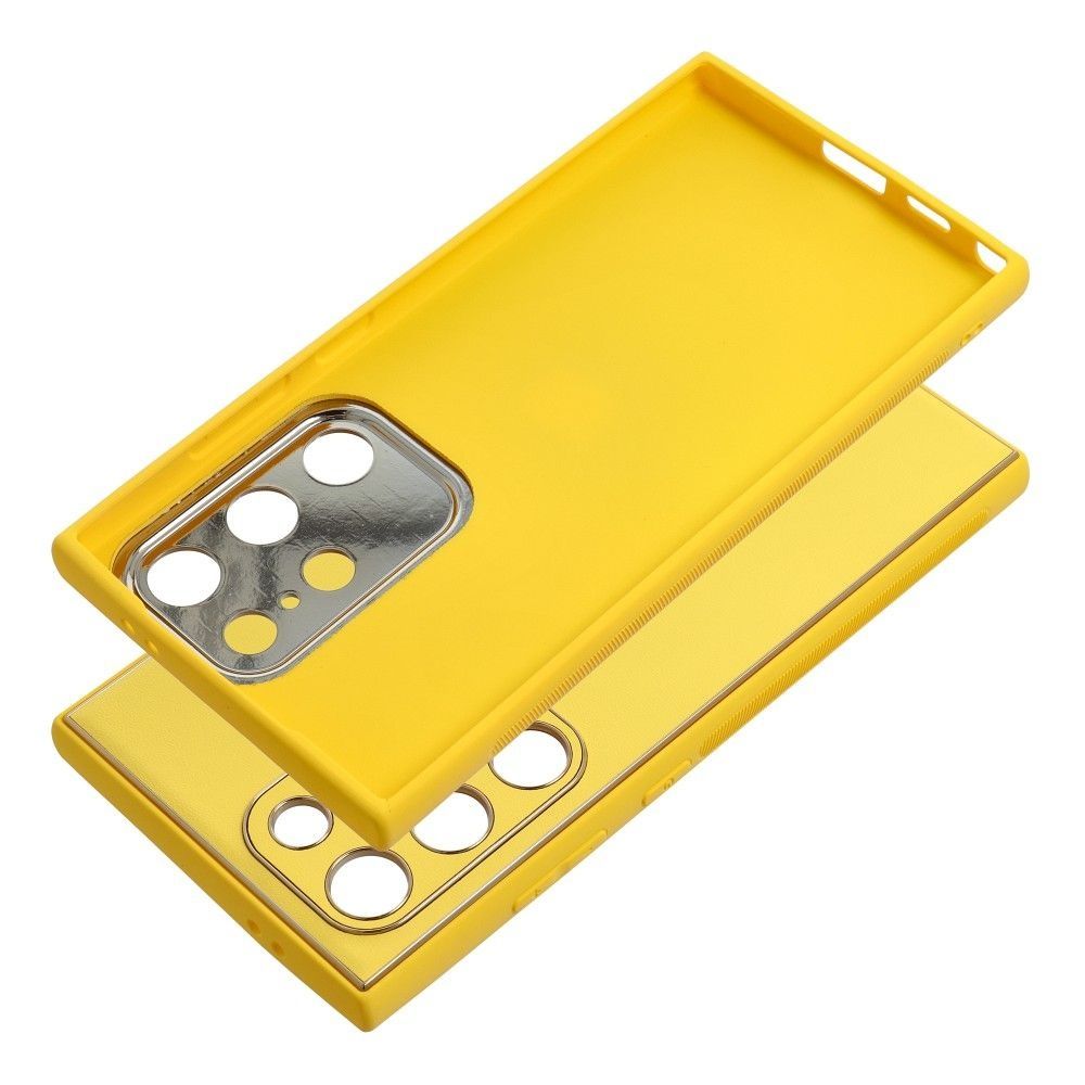 Futerał LEATHER CASE skórzany do SAMSUNG S24 Ultra żółty + szkło