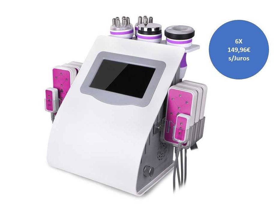 Máquina Pink 6 in 1 Lipo Laser+Cavitação+RF 3D Corpo e Rosto + Vácuo