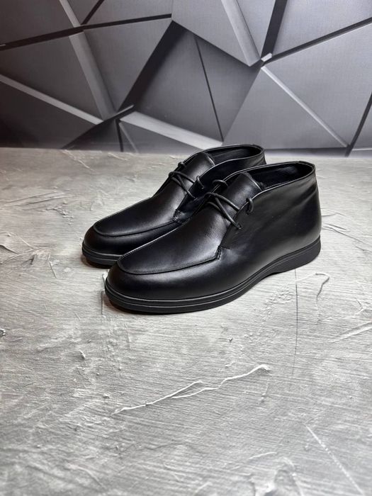 Ботинки Зимние ЛОФЕРЫ мужские кожаные LORO PIANA Gloss! Кожа + МЕХ!