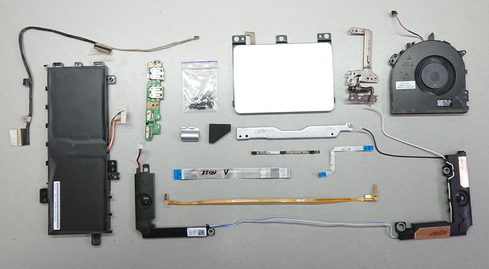 Asus X512 Шлейф Батарея Тачпад, Крышка, Динамик, Кулер, Корпус, LCD