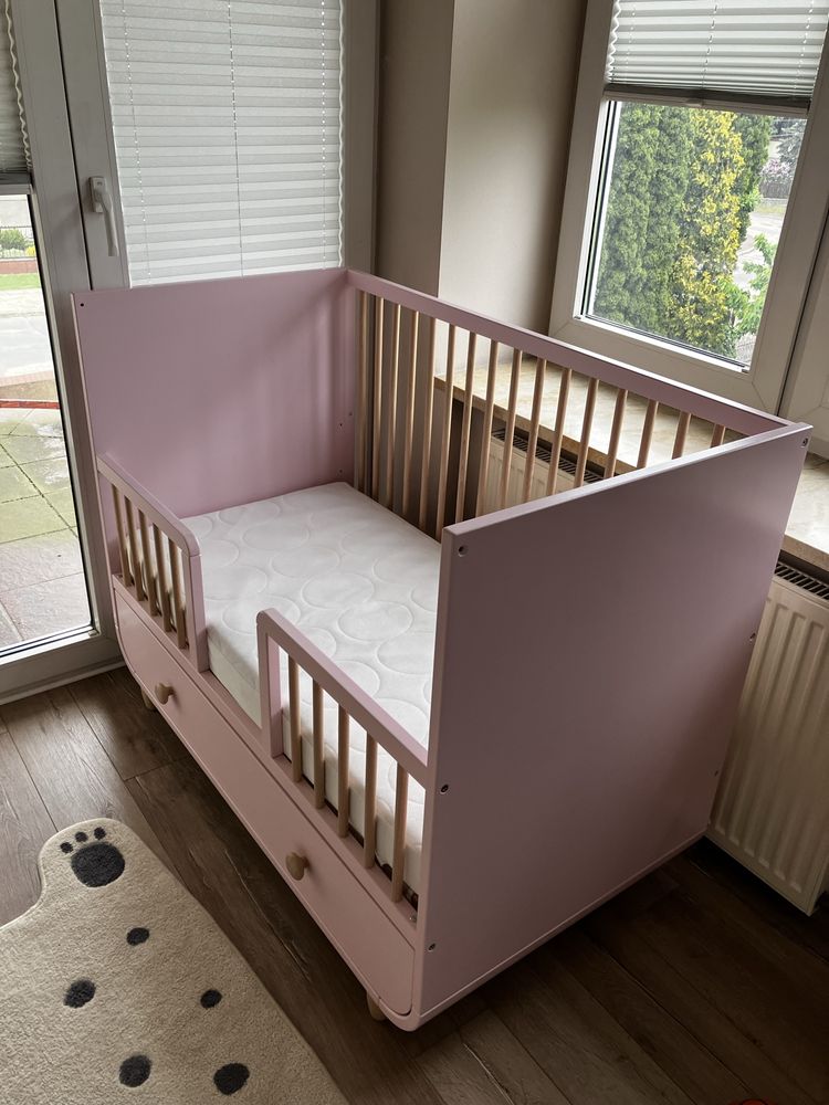 Łóżeczko drewniane z szufladą, Ikea Myllra