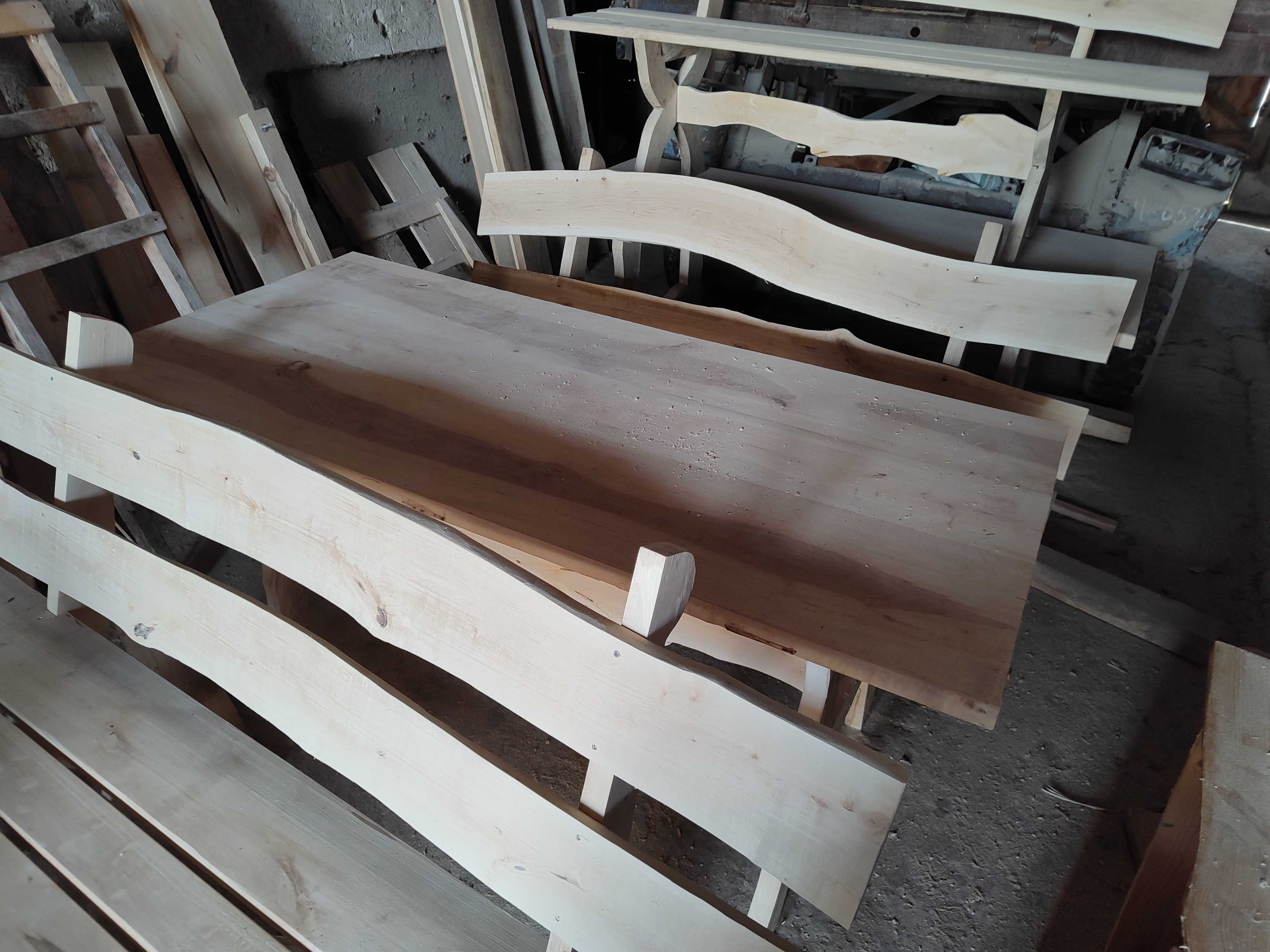 Zestaw ogrodowy drewniany stół + dwie ławki