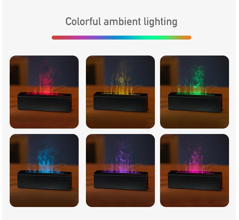 Difusor de fragrância simulador de chama colorida Umidificador De Ar