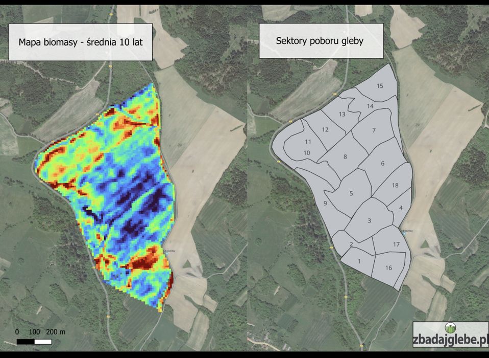Badania gleby , dron, zdjęcia NDVI, badania azotu, szkody łowieckie