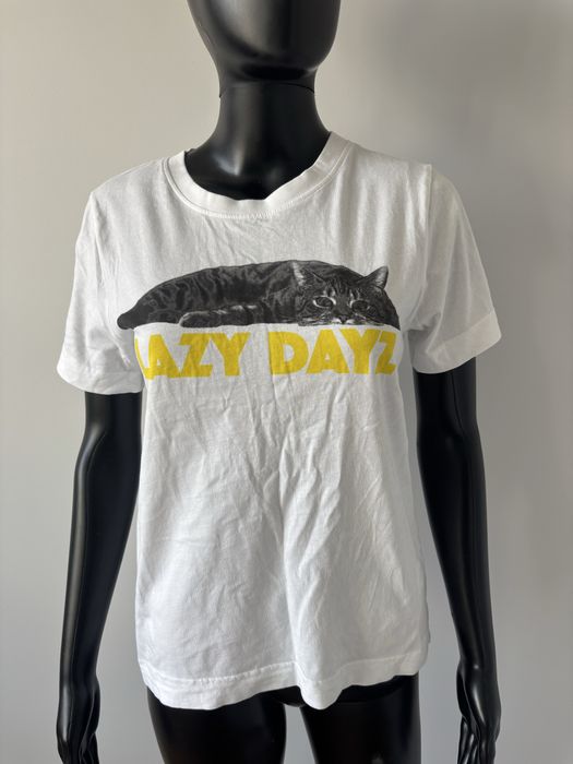biały tshirt biała bluzka z krótkim rękawem dedicates S kot koty