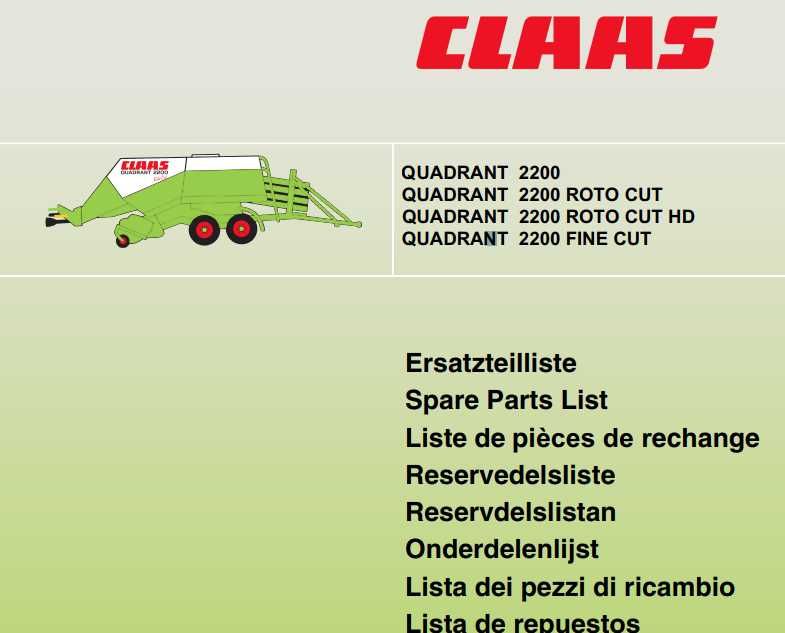 Katalog części Claas QUADRANT 2200, ROTO CUT, ROTO CUT HD, FINE CUT