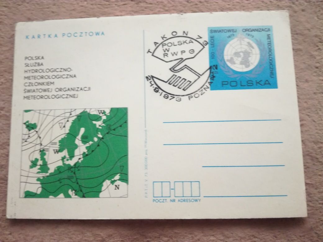 kartki 1973 takon RWPG targi Poznań stempel znaczek znaczki kartka