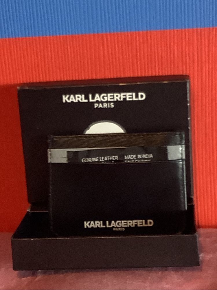 Karl Lagerfeld etui na karty, skóra, czarne, nowe