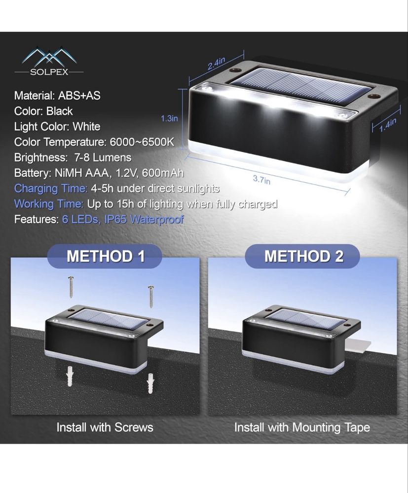 Solpex Lampy solarne do użytku na zewnątrz, 8 sztuk,Led