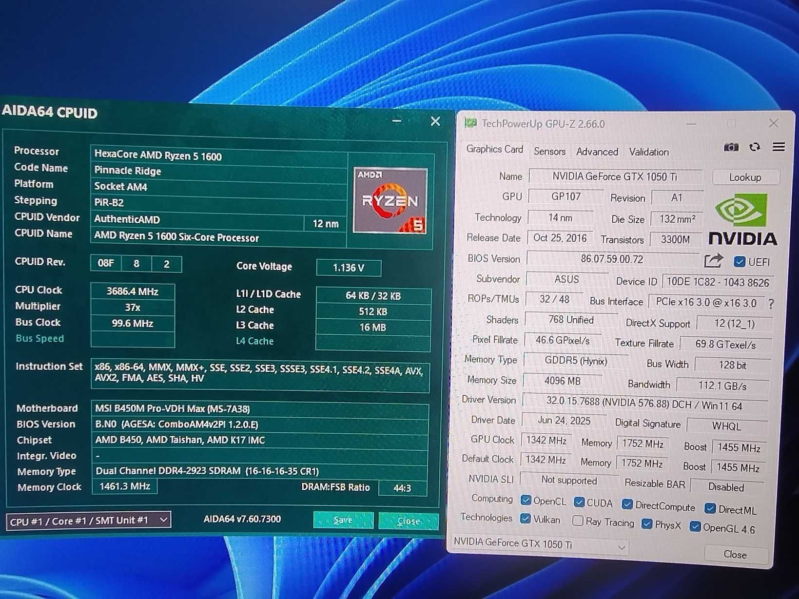 Компьютер ПК (Ryzen 5/16GB/SSD480GB/GTX 1050Ti/Win 11 Pro)