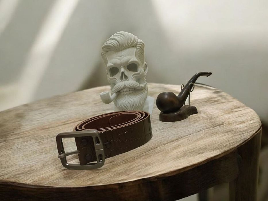 Шкіряний чоловічий ремень ручної роботи.